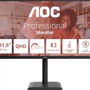 Монитор AOC 32" Q32E4U черный IPS LED 4ms 16:9 HDMI M/M матовая HAS Piv 350cd 178гр/178гр 2560x1440 100Hz DP 2K USB 5.3кг