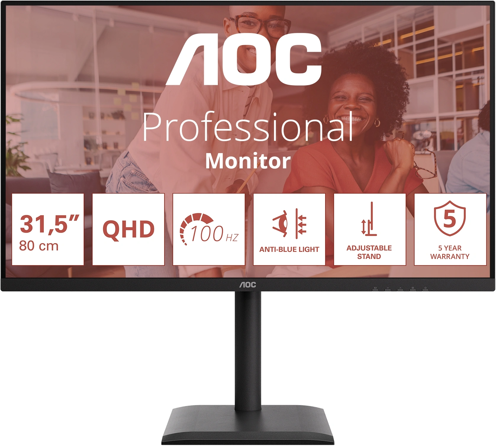 Монитор AOC 32" Q32E4U черный IPS LED 4ms 16:9 HDMI M/M матовая HAS Piv 350cd 178гр/178гр 2560x1440 100Hz DP 2K USB 5.3кг