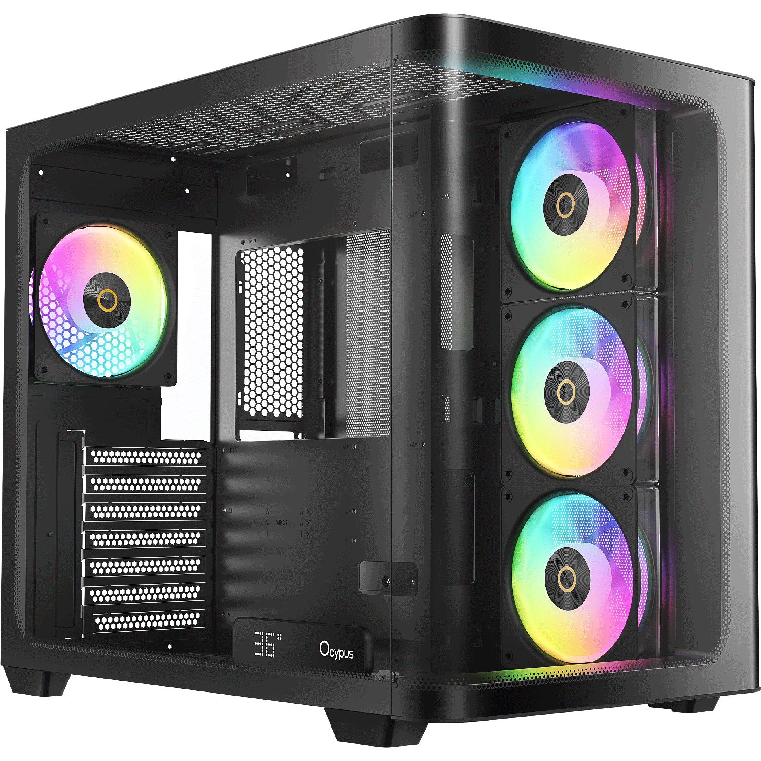 Корпус ПК без блока питания / Ocypus Iota-C70-BKD400CD-GL / Корпус ПК без блока питания/ Case Ocypus Iota C70 Curve BK ARGB, Midi-Tower, TG, 4x120mm ARGB, 2xUSB-A 3.0 + 1xUSB-C 3.1, ATX, mATX, mITX Black
