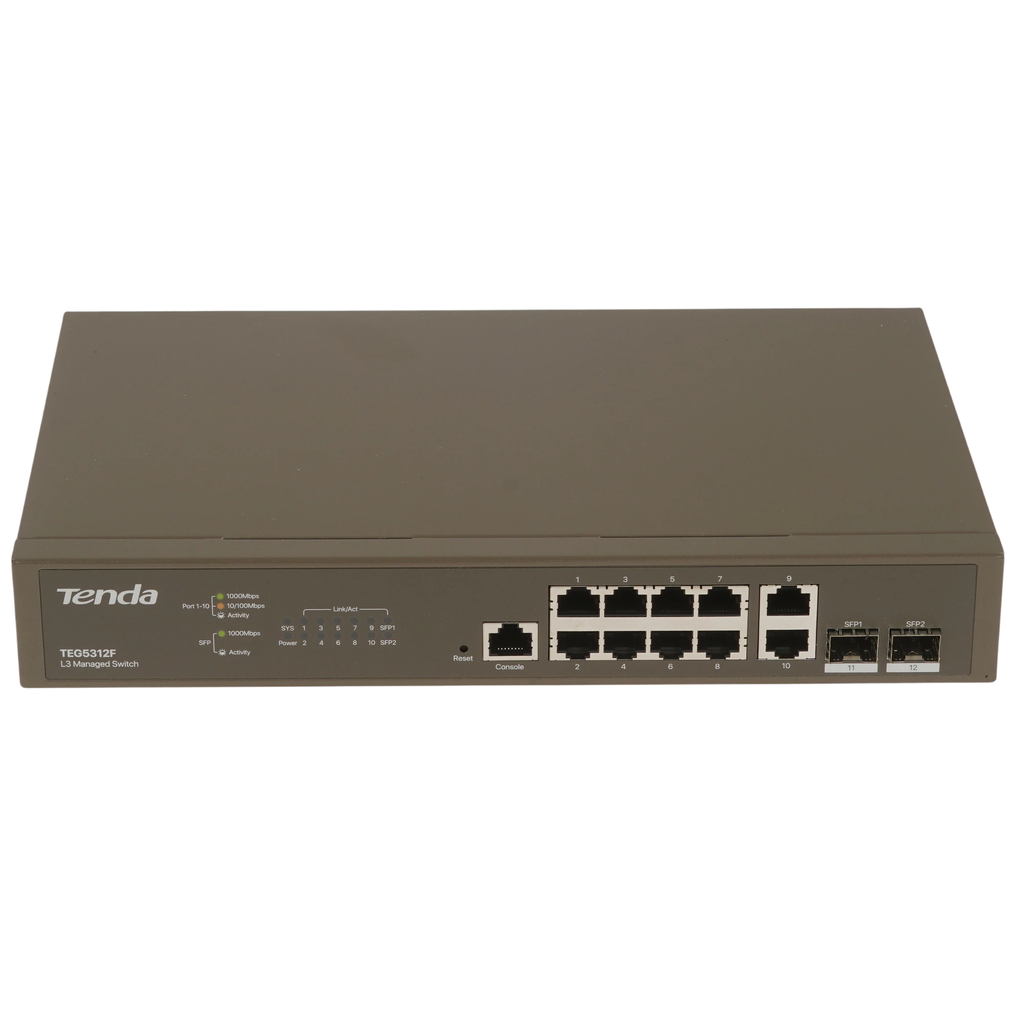 Коммутатор 10PORT 1000M 2SFP / Tenda TEG5312F / Коммутатор 10PORT 1000M 2SFP/ Коммутатор 10PORT 1000M 2SFP TEG5312F TENDA