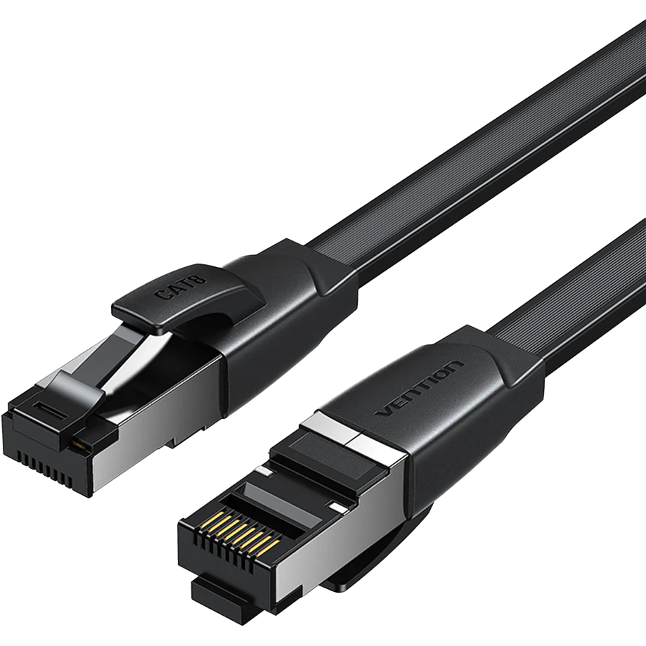 Патч-корд Vention прямой SFTP cat.8 RJ45 - 2м. Плоский / Vention IKQBH SFTP RJ45 cat.8, 2м / Патч-корд Vention прямой SFTP cat.8 RJ45 - 2м. Плоский