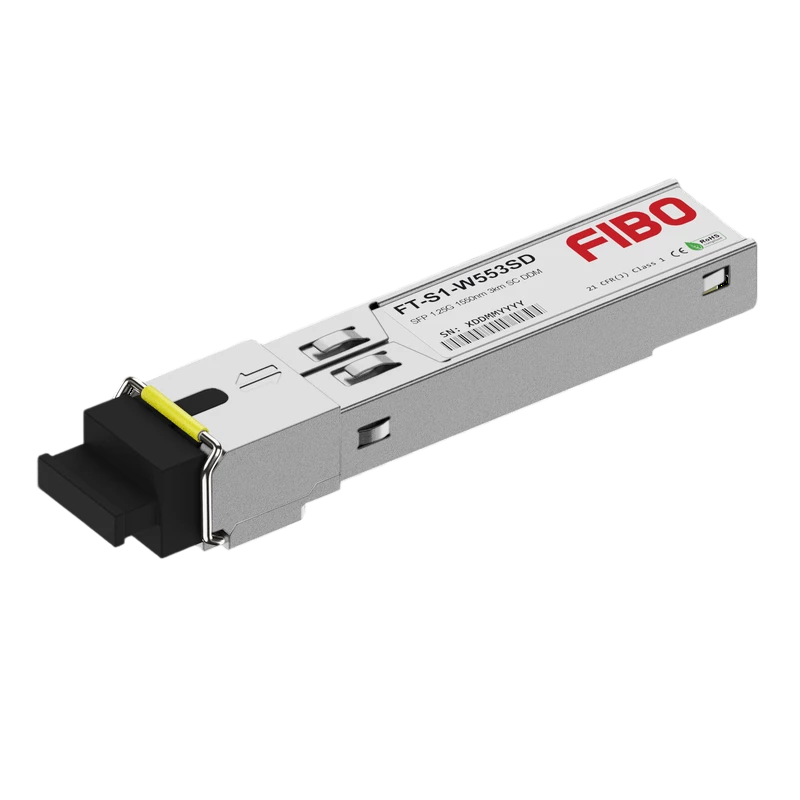 Трансивер / FIBO FT-S1-W553SD / Трансивер/ FIBO FT-S1-W553SD SFP модуль WDM, 1.25 G, 3 км, TX 1550 нм, RX 1310 нм, SC, DDM