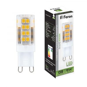 Лампа светодиодная / FERON 25770 / Лампа светодиодная/ Лампа светодиодная LED 5вт 230в G9 белый капсульная