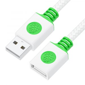 Удлинитель / GreenConnect GCR-55073 / GCR PRO Удлинитель PROF 1.0m USB 2.0 AM/AF, в оплетке текстиль (белый) 28/24 AWG, медь, экран фольга+оплетка