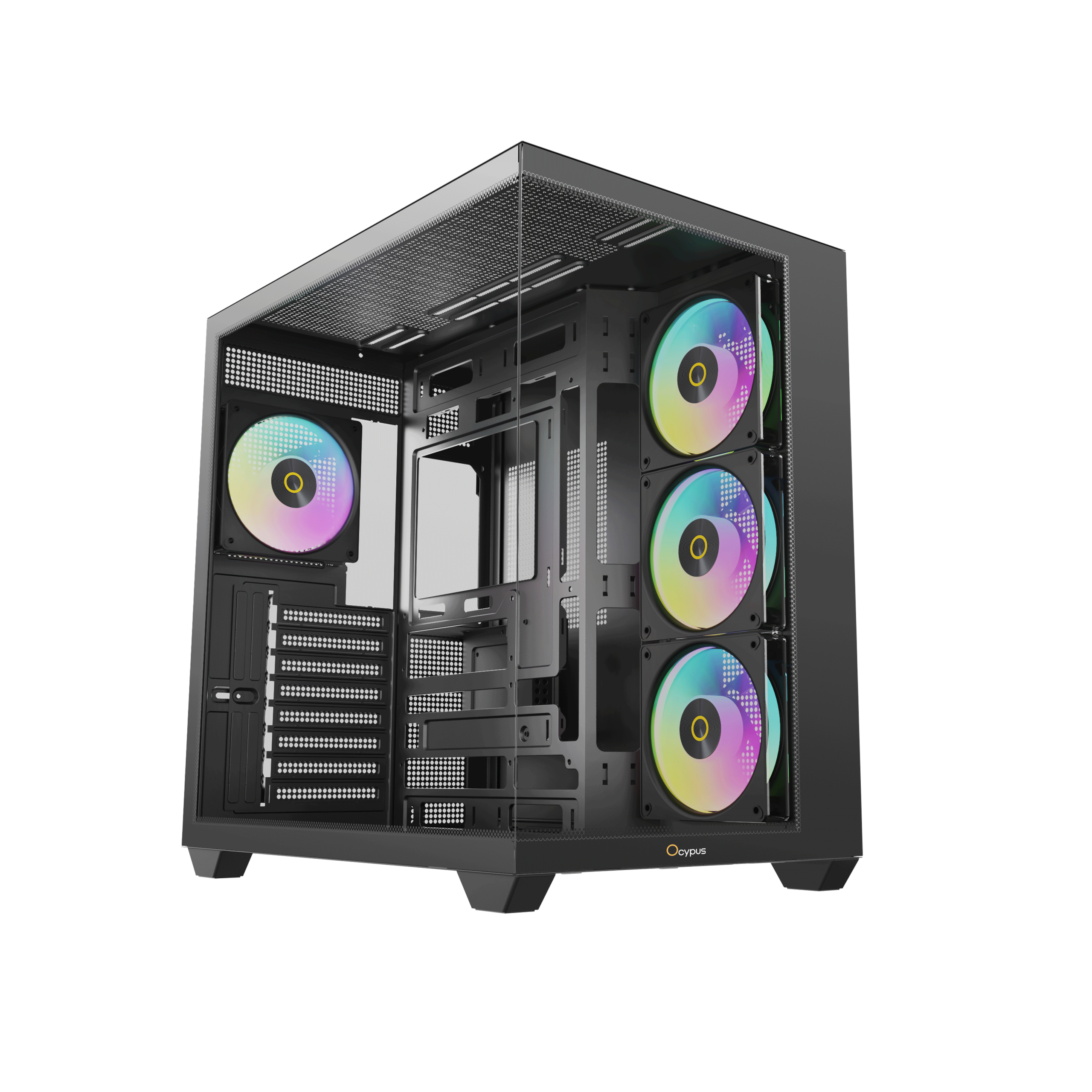 Корпус ПК без блока питания / Ocypus Gamma C74 BK ARGB Black / Корпус ПК без блока питания/ Case Ocypus Gamma C74 BK ARGB, Midi-Tower, TG, 4x120mm ARGB, 2xUSB-A 3.0 + 1xUSB-C 3.1, ATX, mATX, mITX Black