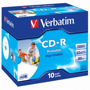 Диск CD-R Verbatim 700Mb 52x Jewel case (10шт) Printable (43325)