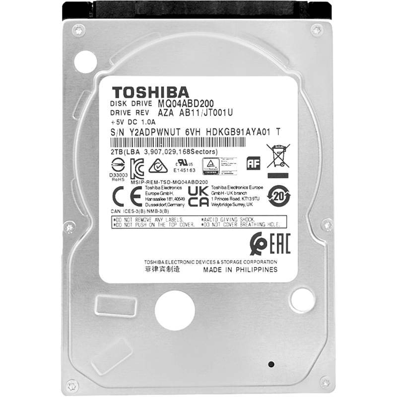 Жесткий диск / Toshiba 2Tb (MQ04ABD200) / Жесткий диск/ HDD Toshiba SATA 2TB 2.5" 6.0 Gbit/s 5400 rpm 128Mb 1 year warranty (replacement ST2000LM015, ST2000LM007, WD20SPZX)