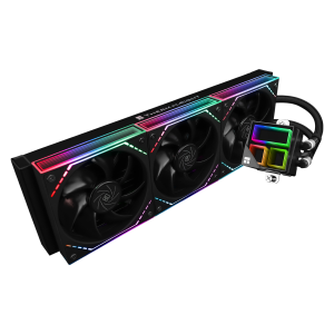 Водяное охлаждение для процессора / Thermalright Frozen Infinity 360 ARGB Black (F-INFINITY-BL-360) / Водяное охлаждение для процессора/ Water Cooling System Thermalright Frozen Infinity 360 (360mm, Black, ARGB/ Fans 3x120mm, 68.9CFM, 28.2dBA, 2000RPM/ Pump height 60mm, Rad thickness 27mm/ S 1700, 1200, 1851, 115X, 2011, 2066, AM5, AM4)
