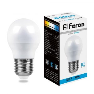 Лампа светодиодная / FERON 25806 / Лампа светодиодная/ Лампа светодиодная LED 9вт Е27 дневной матовый шар