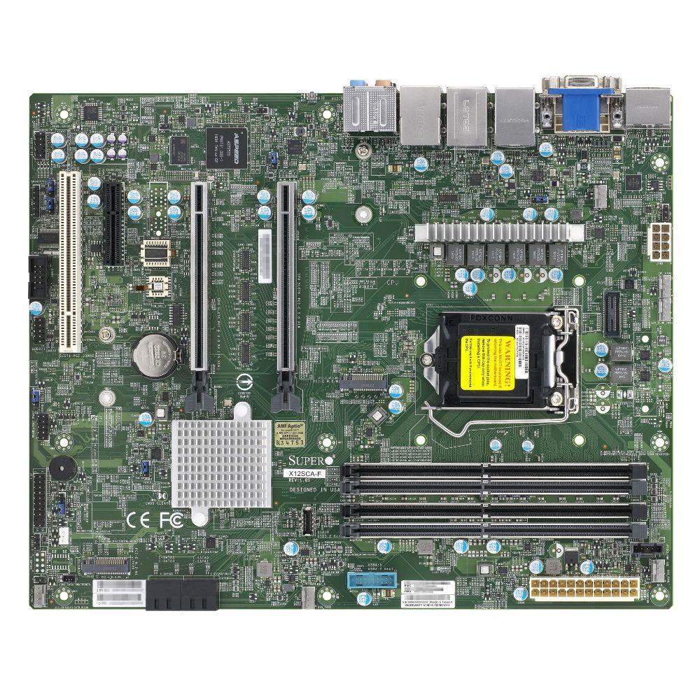 Материнская плата / SuperMicro MBD-X12SCA-F-B / Материнская плата SuperMicro MBD-X12SCA-F-B W-1200 CPU, 4 DIMM slots, Intel W480 controller for 4 SATA3 (6 Gbps) ports, RAID 0,1,5,10, 1 PCI-E 3.0 x4, 2 PCI-E 3.0 x16 slots, bulk (414437)