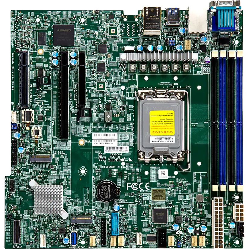 Системная плата / Supermicro MBD-X13SCH-F-B / Системная плата/ MB Supermicro X13SCH-F, Micro-ATX, 1xLGA 1700 (Intel Xeon 6300-series/E-2400/Pentium), Intel C266, 4xDDR5 UDIMM, 8xSATA, 2x1Gbe BaseT Intel i210 +1xMgmt LAN, 1 PCIe 5.0 x16, 2 PCIe 4.0 x4 (in x8), 2xM.2 PCIe 4.0 x4 slots (M-key 2280/22110)