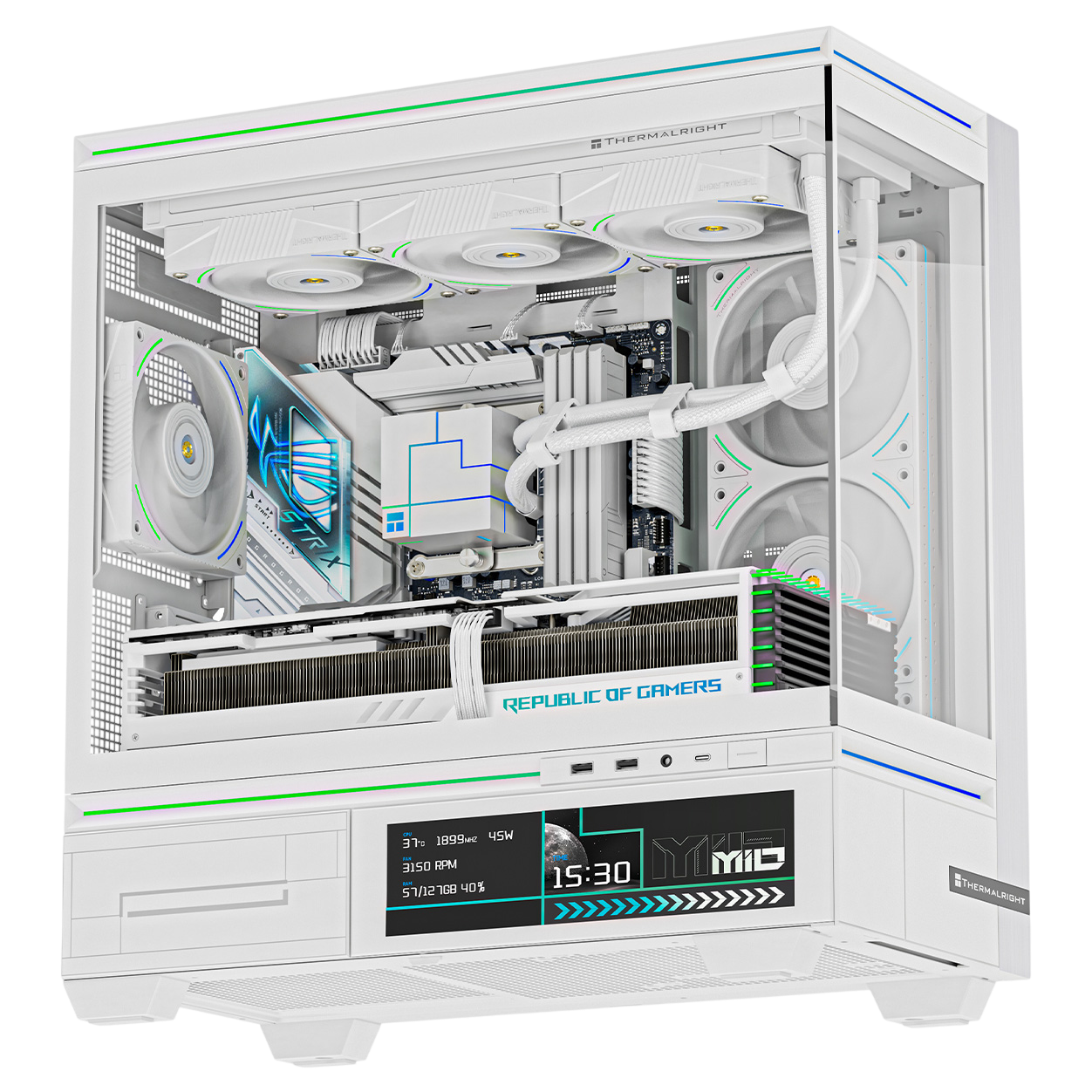 Корпус без блока питания / Thermalright M10 Vision FAN4-C White / Корпус без блока питания/ Case Thermalright M10 Vision FAN4-C, Mini-Tower, TG, LCD, 4x120mm ARGB, 2xUSB-A 3.0, 1xUSB Type-C, mATX, mITX White
