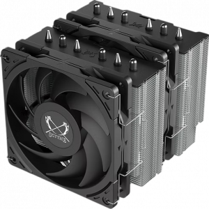 Кулер для процессора / Scythe Magoroku Black/Silver / Кулер для процессора/ CPU Cooler Scythe Magoroku (280W, 4-pin PWM, 155mm, Al/Cu, 6x6mm, 2x120mm, 60.29CFM, 26.88dBA, 2000RPM, S 1851/1700/1200/115X, AM5/AM4, silver, black)