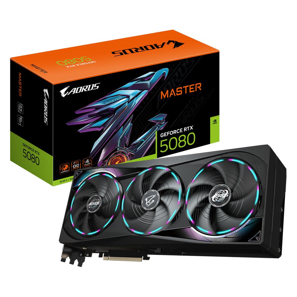 Видеокарта / Gigabyte GV-N5080AORUS M-16GD / Видеокарта Gigabyte RTX5080 MASTER 16GB GDDR7 256bit 3xDP HDMI 3FAN RTL