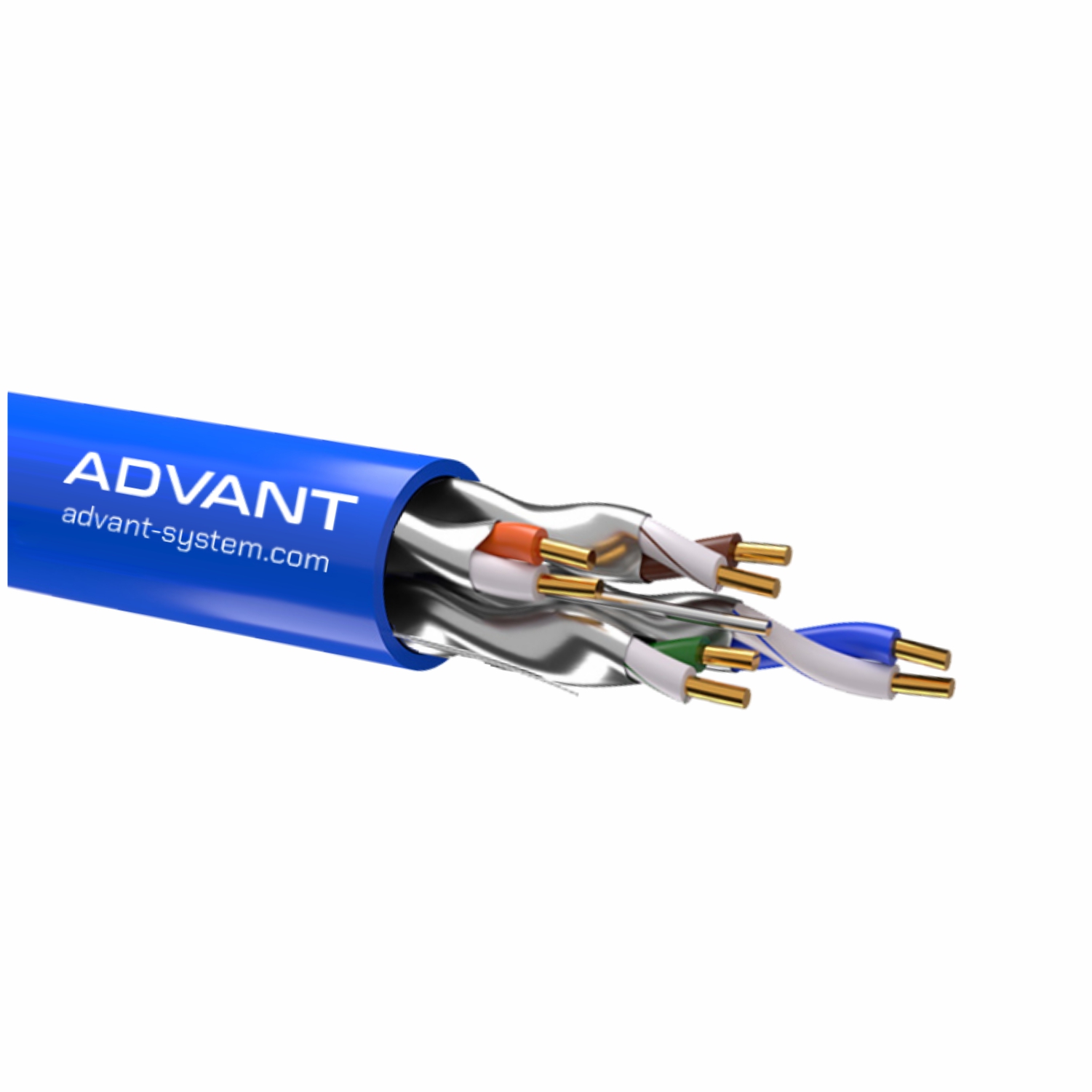 Кабель витая пара, экранированная U/FTP, категория 6a, 4 пары 4х2х0.57 (23 AWG), одножильный (solid), без разделителей, LSZH, –20°C – +75°C, Цвет Синий, оболочка LSZH. Соответствует стандарту пожарной безопасности IEC-60332-3-24 / Advant ADV6a-F23LB (1m) / Кабель витая пара, экранированная U/FTP, категория 6a, 4 пары 4х2х0.57 (23 AWG), одножильный (solid), без разделителей, LSZH, –20°C – +75°C, Цвет Синий, оболочка LSZH. Соответствует стандарту пожарной безопасности IEC-60332-3-24