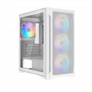 Корпус ПК без блока питания / SAMA S31-WHMMA4X1-GL / Корпус ПК без блока питания/ Case SAMA S31 White, Midi-Tower, TG, 4x120mm ARGB, 2xUSB 3.0 + 1xUSB 3.2 Type-C, mATX, mITX White