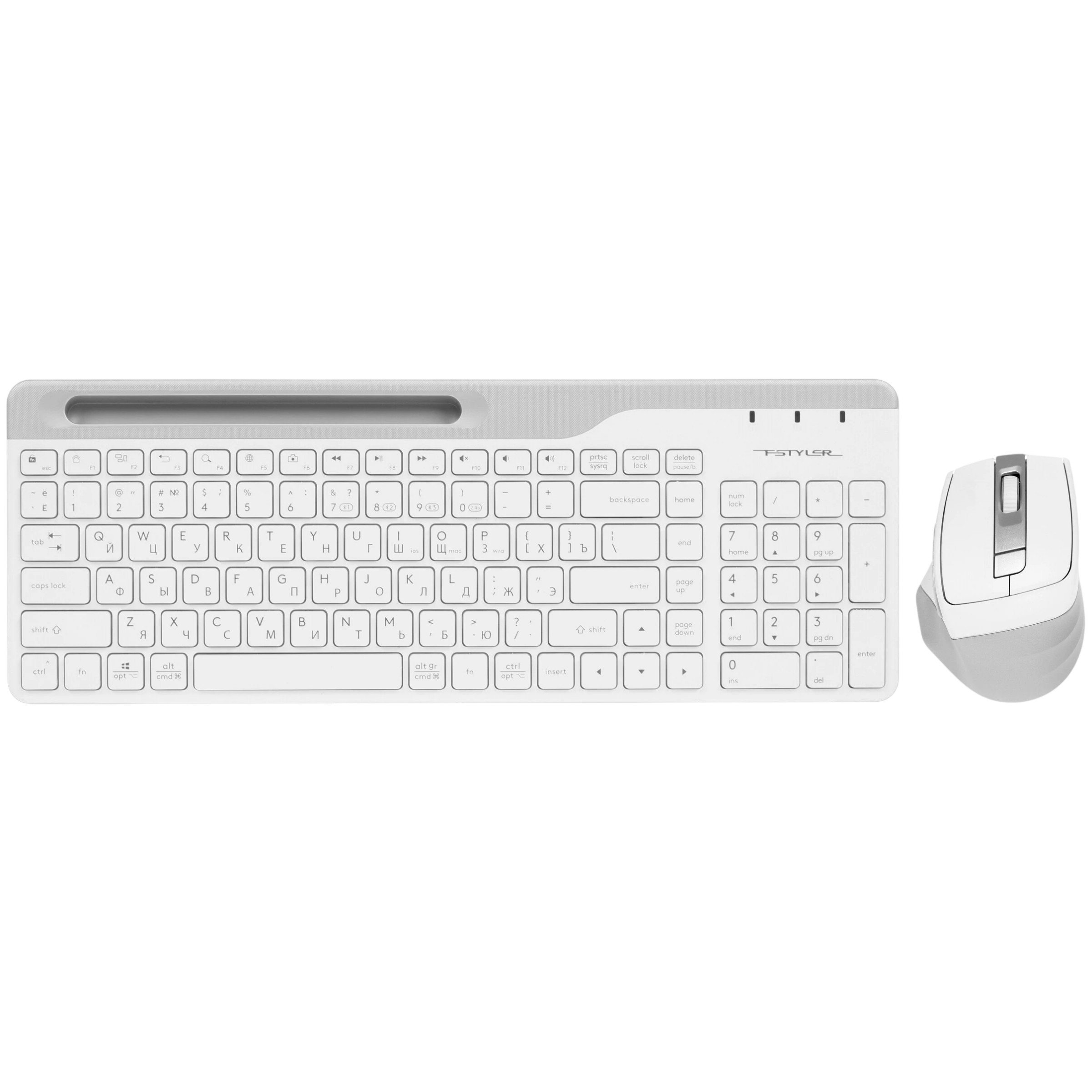 Клавиатура + мышь A4Tech Fstyler FB2535C клавбелый/серый мышьбелый/серый USB беспроводная Bluetoot / A4Tech FB2535C ICY WHITE / Клавиатура + мышь A4Tech Fstyler FB2535C клавбелый/серый мышьбелый/серый USB беспроводная Bluetoot