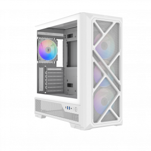 Корпус ПК без блока питания / SAMA S41-WHAMA4X1-GL / Корпус ПК без блока питания/ Case SAMA S41 White, Midi-Tower, TG, 4x120mm ARGB, 2xUSB 3.0 + 1xUSB 3.2 Type-C, ATX, mATX, mITX White