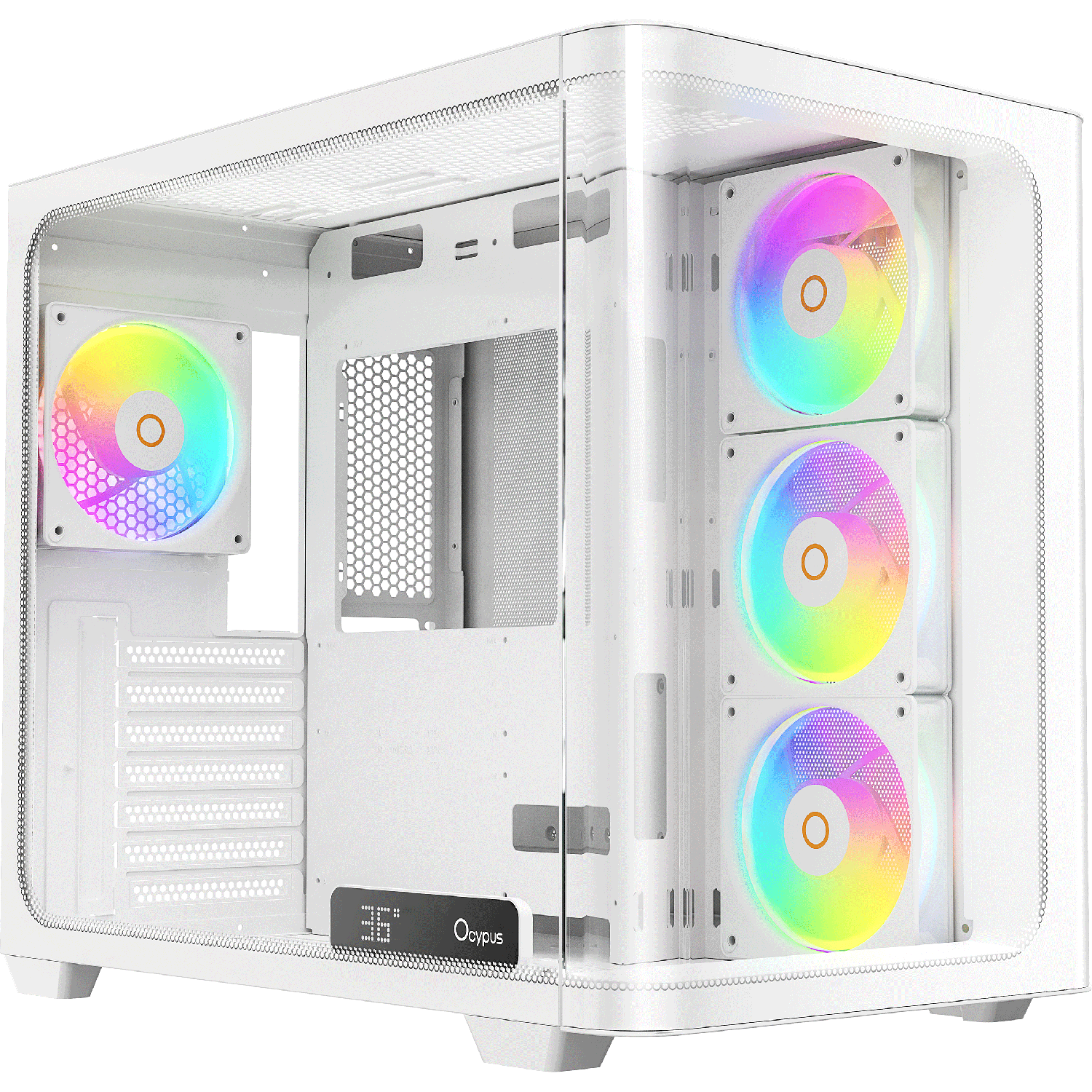 Корпус ПК без блока питания / Ocypus Iota-C70-WHD400CD-GL / Корпус ПК без блока питания/ Case Ocypus Iota C70 Curve WH ARGB, Midi-Tower, TG, 4x120mm ARGB, 2xUSB-A 3.0 + 1xUSB-C 3.1, ATX, mATX, mITX White