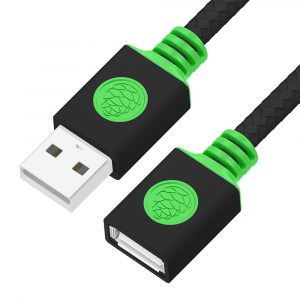 Удлинитель / GreenConnect GCR-57477 / GCR PRO Удлинитель PROF 1.0m USB 2.0 AM/AF, в оплетке текстиль (черный) 28/24 AWG, медь, экран фольга+оплетка