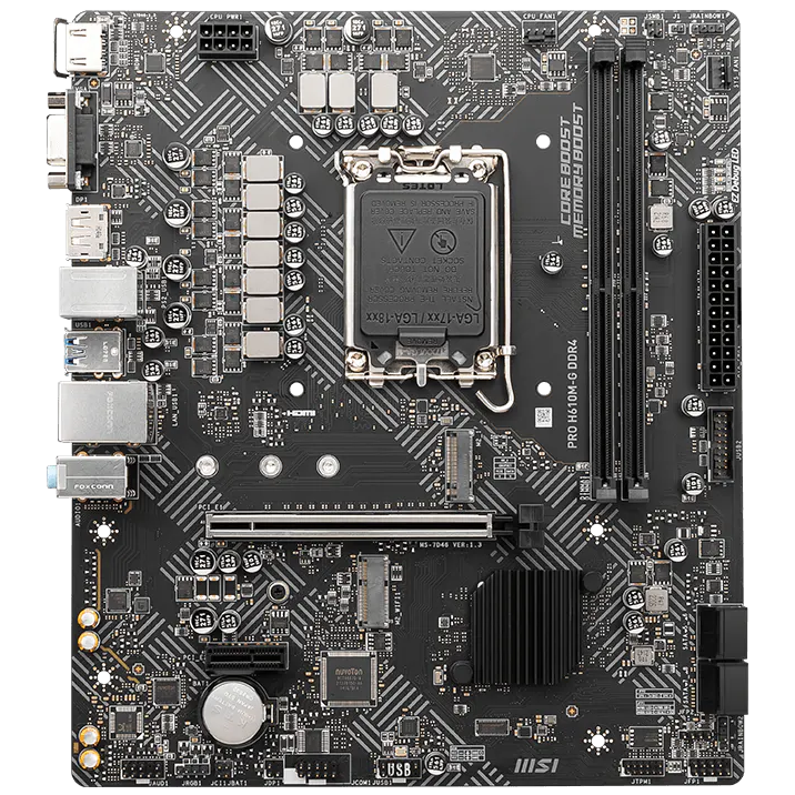 Материнская плата / MSI PRO H610M-G / Материнская плата MSI PRO H610M-G H610, LGA1700, 2DDR5, 1PCIEx16, 1PCIEx1, 1M.2, 4USB3.2Gen1, 6USB2.0, 4SATA3.0, 1G, VGA, DP, HDMI, M-ATX, BULK