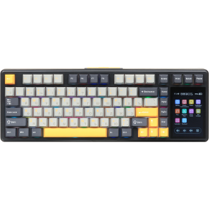 Игровая клавиатура / AULA L99 (6978080503589) / Игровая клавиатура/ Беспроводная механическая клавиатура AULA L99 Чёрно-серо-жёлтый Raindrop свитчи (Bluetooth, 2.4 Гц)