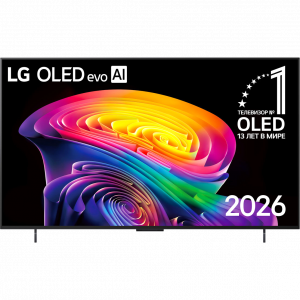 Телевизор 42`` LG / LG OLED42C6RLA.ARUG / Телевизор 42`` LG/ 42`` OLED, Ultra HD, Smart TV(WebOS 26), Wi-Fi 6, Bluetooth v 5.3, MR NFC, 120Hz Native (VRR 165Hz), 2.0ch 20Вт, 4хHDMI, 2хUSB, 2 Pole, черный металл, 2026
