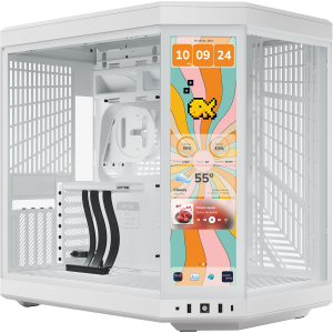 Корпус без блока питания / HYTE Y70 Touch Infinite (CS-HYTE-Y70TTI-WW) / Корпус без блока питания/ Case HYTE Y70 Touch Infinite, Midi-Tower, TG, LCD, no fans, 2xUSB-A 3.2, 1xUSB Type-C, E-ATX, ATX, mATX, mITX White Snow