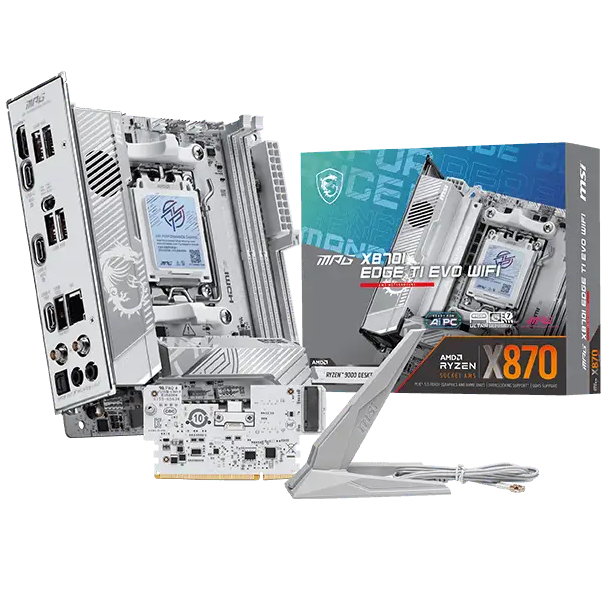 Материнская плата / MSI MPG X870I EDGE TI EVO WIFI / Материнская плата MSI MPG X870I EDGE TI EVO WIFI Socket AM5 AMD X870E 2xDDR5 mini-ITX AC`97 8ch(7.1) 5Gigabit RAID+HDMI