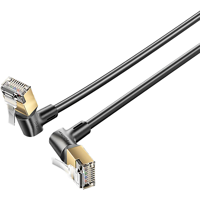 Патч-корд Vention прямой STP cat.8, RJ45 угол 360 - 2м. Черный / Vention IKLBH STP cat.8, RJ45 угол 360 - 2м. Черный / Патч-корд Vention прямой STP cat.8, RJ45 угол 360 - 2м. Черный