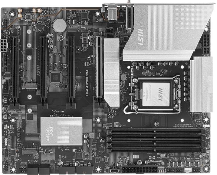Материнская плата / MSI PRO B860-P WIFI / Материнская плата MSI PRO B860-P WIFI Soc-1851 Intel B860 4xDDR5 ATX AC`97 8ch(7.1) 5Gigabit RAID+HDMI+DP