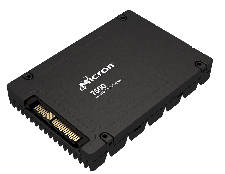 Micron 7500 PRO 3.84TB NVMe U.3 (15mm) PCIe NVMe Gen4 1x4 (v2.0b) R6800/W5300MB/s 3D TLC MTTF 2М 1100K/180K IOPS 7008TBW SSD Enterprise Solid State Drive, 1 year, OEM