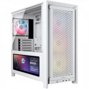 Корпус без блока питания / Corsair CC-9011327-WW / Корпус без блока питания/ Case Corsair Frame 4000D LCD RS ARGB, Midi-Tower, TG, 3x120mm ARGB, 3xUSB Type-C, E-ATX, ATX, mATX, mITX White
