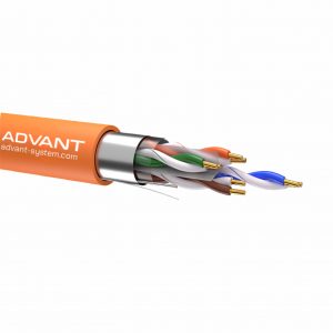 Кабель витая пара, экранированная F/UTP, категория 6, 4 пары (23 AWG), одножильный (solid), с разделителем, –20°C – +75°C, Цвет оранжевый, оболочка LSZH. Соответствует стандарту пожарной безопасности IEC-60332-3-24. / Advant ADV6-F23LO (1m) / Кабель витая пара, экранированная F/UTP, категория 6, 4 пары (23 AWG), одножильный (solid), с разделителем, –20°C – +75°C, Цвет оранжевый, оболочка LSZH. Соответствует стандарту пожарной безопасности IEC-60332-3-24.