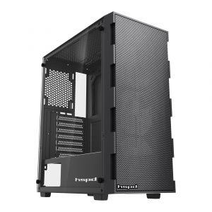 Корпус без блока питания / HSPD M550-TGBK / Корпус без блока питания/ Case HSPD M550, Mesh Mid Tower, Black, TG, 0.45 SPCC, no fans ATX, mATX, mITX 160/340/200mm 2x2.5", 2x3.5", 7xPCI 1xUSB-A 3.0, 2xUSB-A 2.0 395x195x450mm