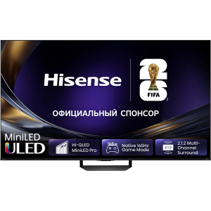 Телевизор ЖК 55`` Hisense / Hisense 55U7S PRO / Телевизор ЖК 55`` Hisense/ 55", Ultra HD, Mini LED, ADS, Local Dimming Zones 512, 4K 48-165Hz, 2K 48-330Hz, Smart TV (HomeOS U9.5), Wi-Fi, DVB-T2/T/C/S2/S, HDR 10+, Dolby Vision, Dolby Atmos, Bluetooth, 2.1.2 CH 210W(Main)+20W(Subwoofer)+25W(Side), 500 nits, 10001, CI+(1.4), 4хHDMI, 2хUSB, FreeSync Premium PRO, 165Hz Game Mode Pro, Charcoal grey, 2026