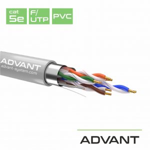 Кабель "Витая пара", CAT 5e, строительный, магистральный, для передачи цифрового аудиосигнала или Ethernet до 100 м, скорость передачи данных 1 Гбит/с, экранированный F/UTP, категория 5e (100 MHz), 4 пары (24 AWG), одножильная медь, структура 4х2х0.51 (1х / Advant ADV5e-F24PG (1m) / Кабель "Витая пара", CAT 5e, строительный, магистральный, для передачи цифрового аудиосигнала или Ethernet до 100 м, скорость передачи данных 1 Гбит/с, экранированный F/UTP, категория 5e (100 MHz), 4 пары (24 AWG), одножильная медь, структура 4х2х0.51 (1х/ Кабель "Витая пара", CAT 5e, строительный, магистральный, для передачи цифрового аудиосигнала или Ethernet до 100 м, скорость передачи данных 1 Гбит/с, экранированный F/UTP, категория 5e (100 MHz), 4 пары (24 AWG), одножильная медь, структура