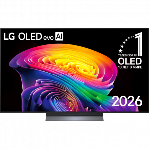 Телевизор 55`` LG / LG OLED55C6RLA.ARUG / Телевизор 55`` LG/ 55`` OLED, Ultra HD, Smart TV(WebOS 26), Wi-Fi 6, Bluetooth v 5.3, MR NFC, 120Hz Native (VRR 165Hz), 2.2ch 40Вт Dolby Atmos, 4хHDMI, 2хUSB, 1 Pole, черный металл, 2026
