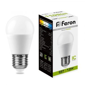 Лампа светодиодная / FERON 38105 / Лампа светодиодная/ Лампа светодиодная LED 13вт Е27 белый матовый шар