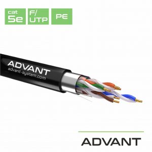 Кабель "Витая пара", CAT 5e, строительный, для передачи цифрового аудиосигнала или Ethernet до 100 м, скорость передачи данных 1 Гбит/с, экранированный F/UTP, категория 5e (100 MHz), 4 пары (24 AWG), одножильная медь, структура 4х2х0.52 (1х0.52 мм), t (-3 / Advant ADV5e-F24PEBK (305m) / Кабель "Витая пара", CAT 5e, строительный, для передачи цифрового аудиосигнала или Ethernet до 100 м, скорость передачи данных 1 Гбит/с, экранированный F/UTP, категория 5e (100 MHz), 4 пары (24 AWG), одножильная медь, структура 4х2х0.52 (1х0.52 мм), t (-3/ Кабель "Витая пара", CAT 5e, строительный, для передачи цифрового аудиосигнала или Ethernet до 100 м, скорость передачи данных 1 Гбит/с, экранированный F/UTP, категория 5e (100 MHz), 4 пары (24 AWG), одножильная медь, структура 4х2х0.52 (1х0