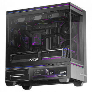 Корпус без блока питания / Thermalright M10 Vision FAN4-C Black / Корпус без блока питания/ Case Thermalright M10 Vision FAN4-C, Mini-Tower, TG, LCD, 4x120mm ARGB, 2xUSB-A 3.0, 1xUSB Type-C, mATX, mITX Black