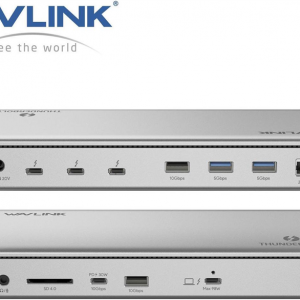 Docking Station WAVLINK Thunderbolt 4 Dual Display/98W Power Delivery Include 20V/11.5A Power Adapter/4xUSB3.0/3xThunderbolt 4/2xDP 4K 60HZ/2xHDMI 4K 60HZ/1xGigabit LAN/1xCombo Audio Jack/1xCardReader