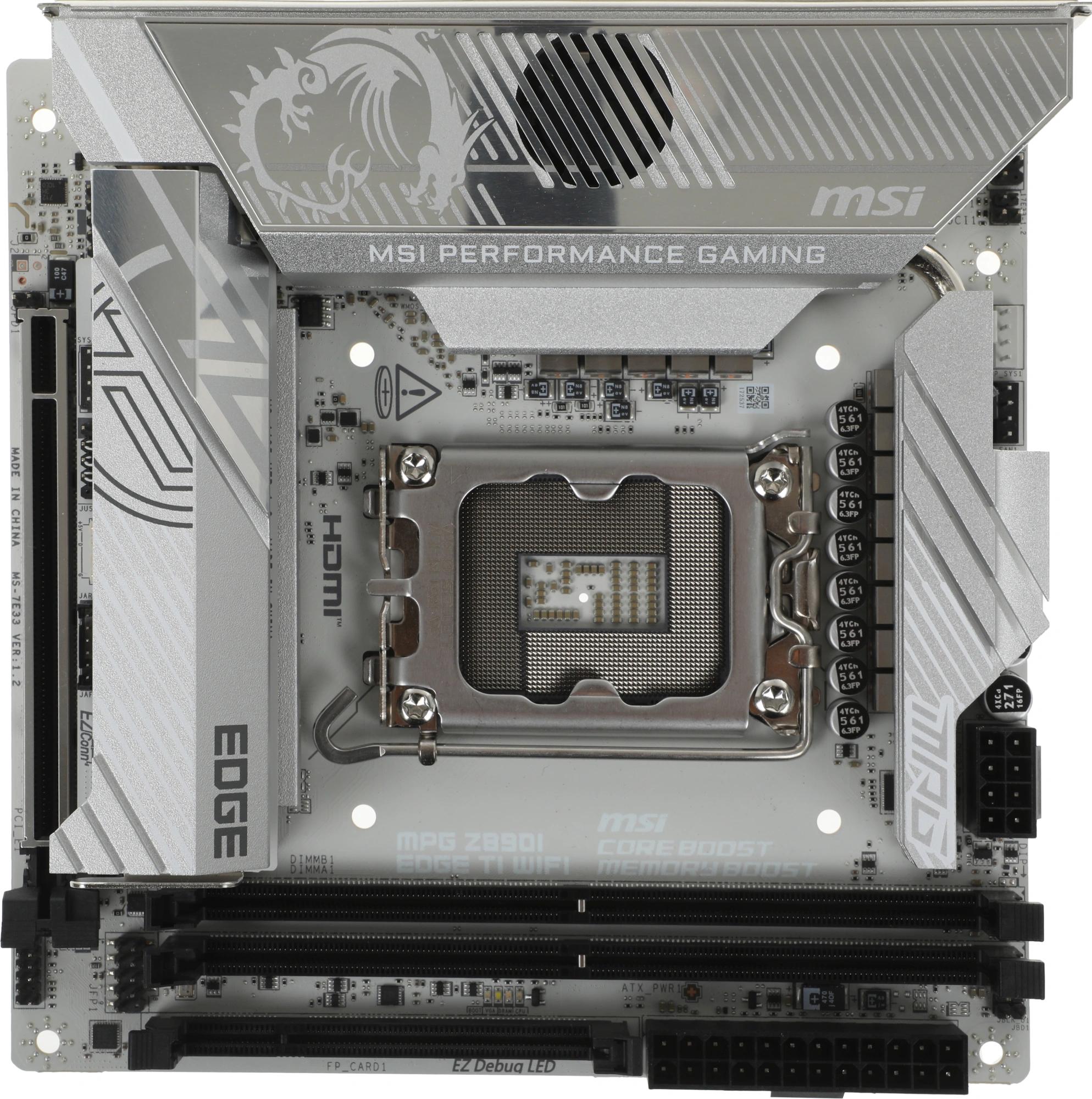 Материнская плата / MSI MPG Z890I EDGE TI WIFI / Материнская плата MSI MPG Z890I EDGE TI WIFI Soc-1851 Intel Z890 2xDDR5 mini-ITX AC`97 8ch(7.1) 5Gigabit RAID+HDMI