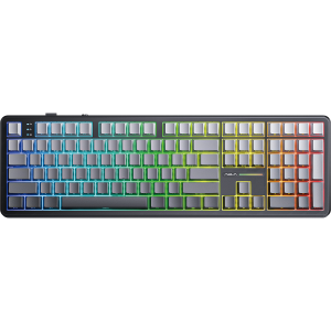 Игровая клавиатура / AULA F108 (6978080502377) / Игровая клавиатура/ Беспроводная механическая клавиатура AULA F108 Серый градиент, символы на бок. грани, зеленые Reaper свитчи, РУС (Bluetooth, 2.4 Гц)