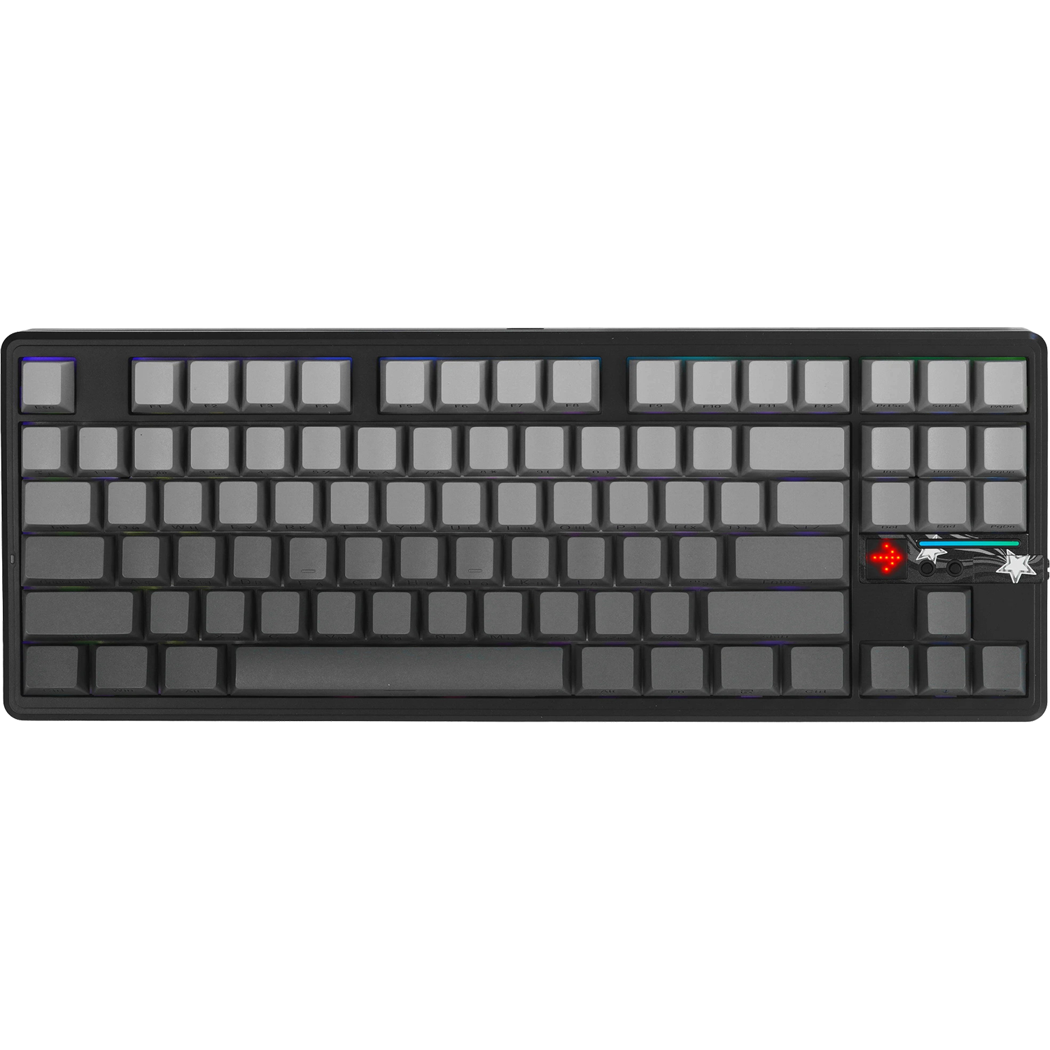 Игровая клавиатура / AULA F87Pro V2 (6978080506122) / Игровая клавиатура/ Беспроводная механическая клавиатура AULA F87Pro V2 Серый градиент, символы на бок. гранях, серые Greywood свитчи РУС (Bluetooth, 2.4 Гц)