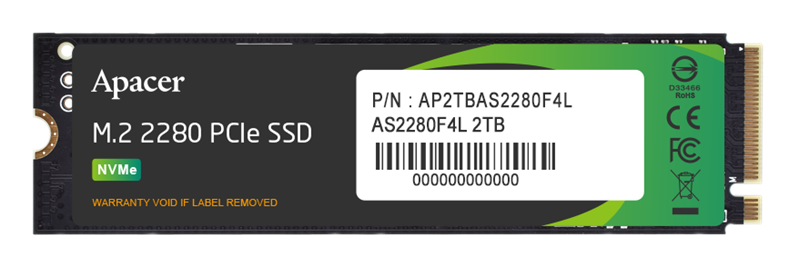 Apacer SSD AS2280F4L 2TB M.2 2280 PCIe Gen5x4, R10500/W8700 Mb/s, 3D NAND, MTBF 1.5M, NVMe, 1200TBW, Retail, 5 years (AP2TBAS2280F4L-1)
