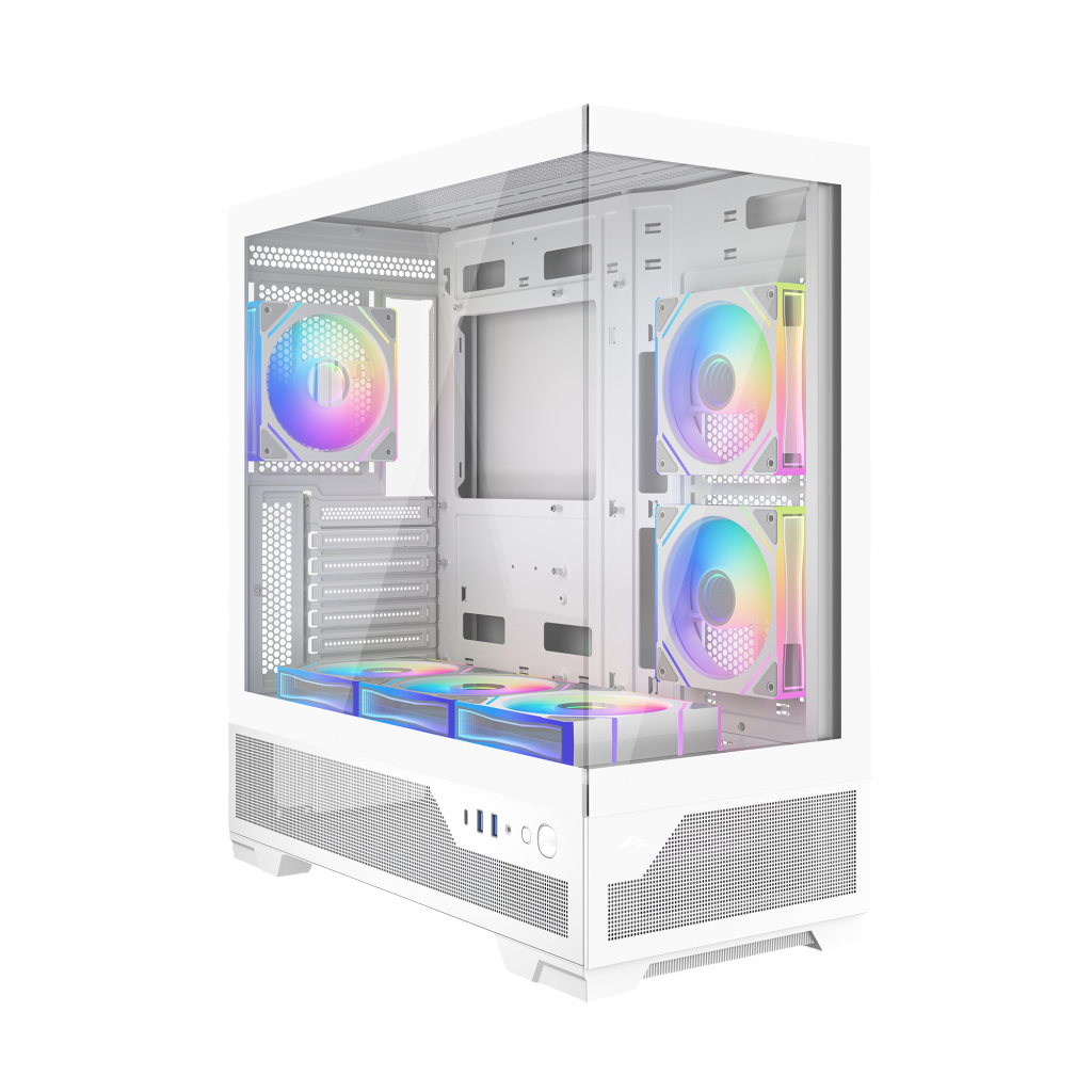 Корпус ПК без блока питания / SAMA V43-WHADA6X1-GL / Корпус ПК без блока питания/ Case SAMA V43 White, Midi-Tower, TG, 6x120mm ARGB, 2xUSB 3.0 + 1xUSB 3.2 Type-C, ATX, mATX, mITX White