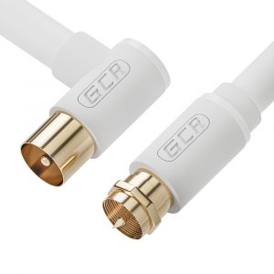 Кабель / GCR GCR-54875 / GCR PRO Кабель 10.0m антенный (коаксиальный) RG59, медь, Male F81 резьба / TV M угловой, белый