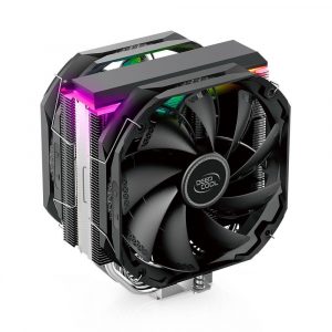 Вентилятор корпусной / Deepcool R-AS500-BKNLMP-G / Вентилятор Deepcool AS500 PLUS RTL {6} (727071) (Height 164mm, 6mm x 5pcs, Fan 140mm2, 500;1200RPM ±10%, 29.2 dB(A), 4-pin PWM, TDP 220W, Screw, Socket AMD AM4, Intel LGA 2066/2011-v3/2011/1700/1200/115x) {8}