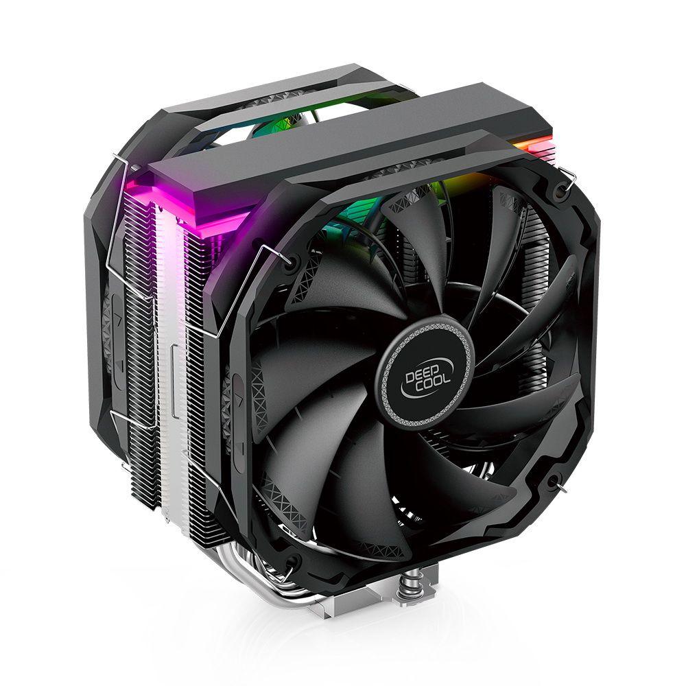 Вентилятор корпусной / Deepcool R-AS500-BKNLMP-G / Вентилятор Deepcool AS500 PLUS RTL {6} (727071) (Height 164mm, 6mm x 5pcs, Fan 140mm2, 500;1200RPM ±10%, 29.2 dB(A), 4-pin PWM, TDP 220W, Screw, Socket AMD AM4, Intel LGA 2066/2011-v3/2011/1700/1200/115x) {8}
